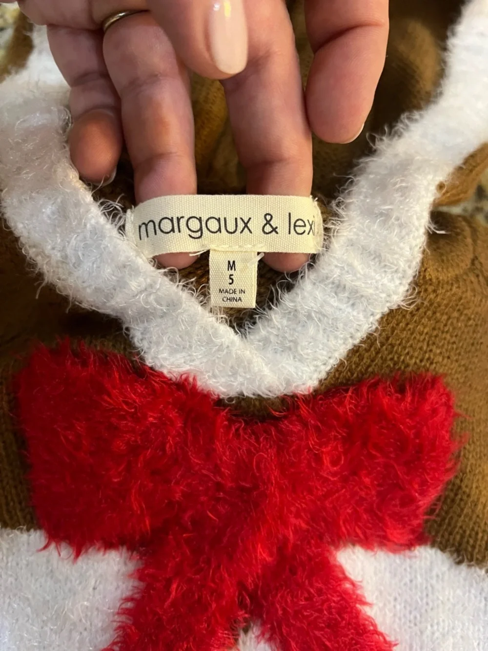 New - Margaux & Lexi Girls Reindeer Christmas Hooded Poncho Sweater | Size 5
